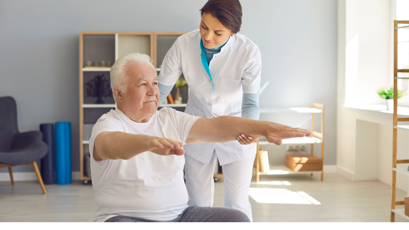 Senior with caregiver
